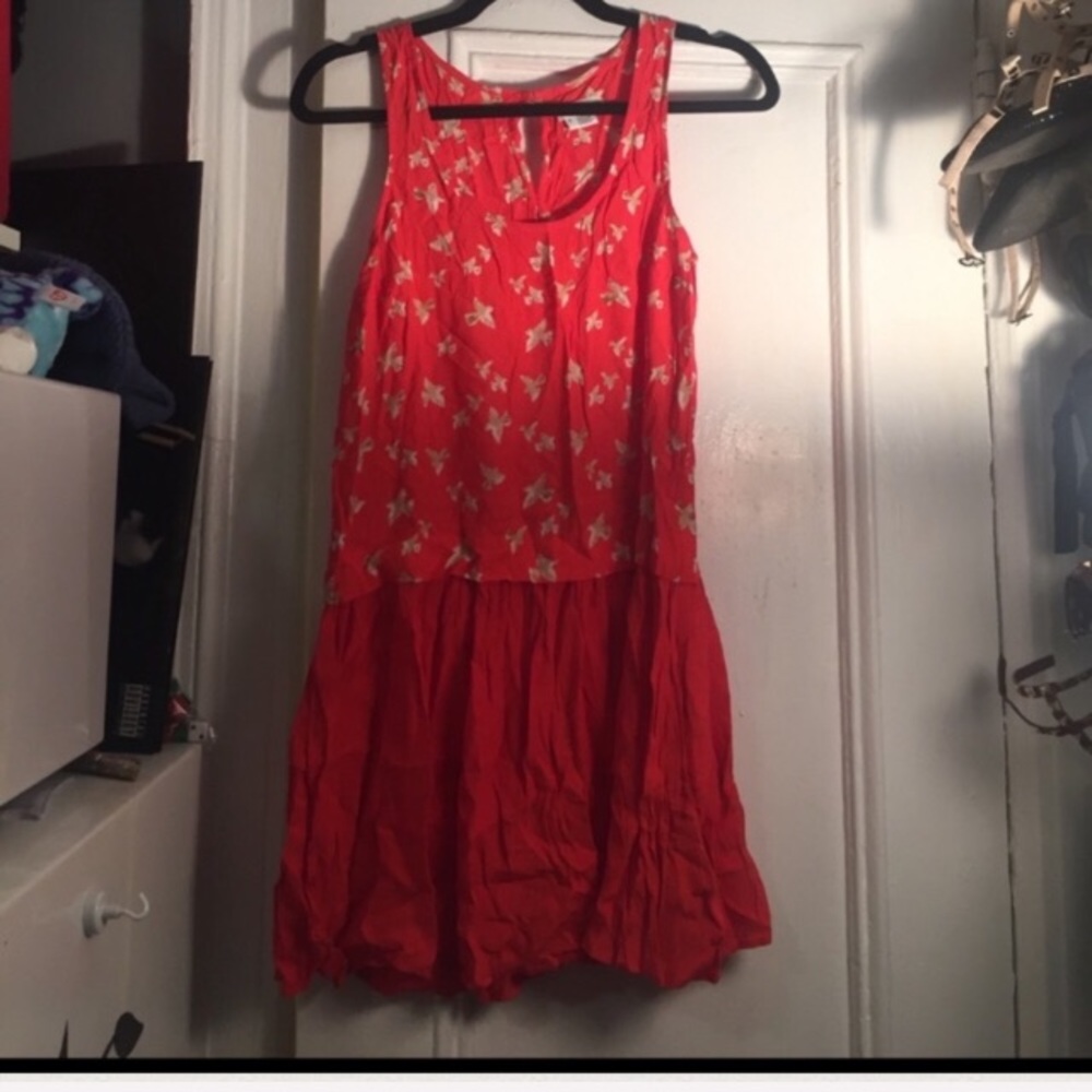 👑 orange coral sparrow bird drop waist dress fly free - Picture 6 of 8